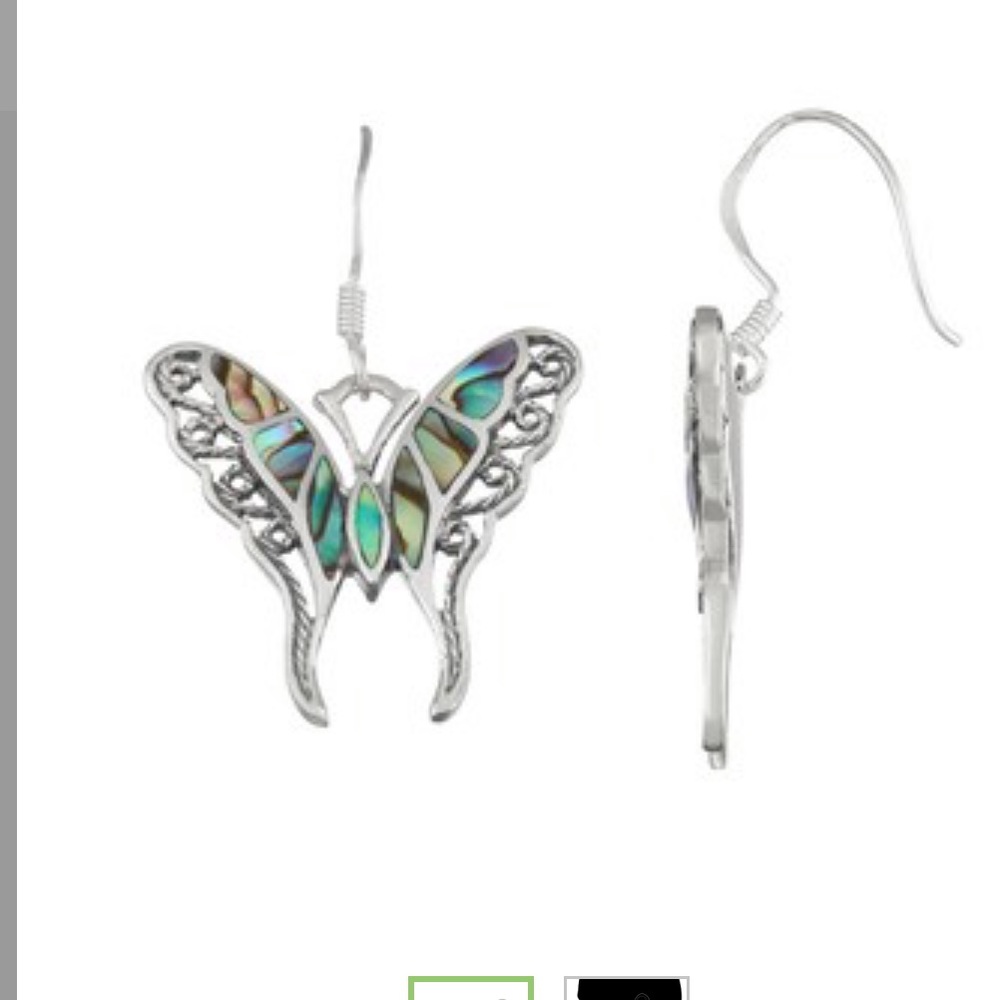 Abalone and silver butterfly earrings
